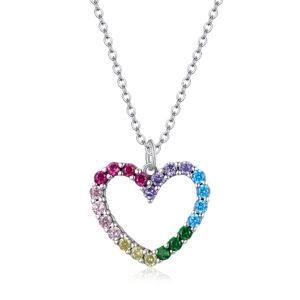 Linda's Jewelry Strieborný náhrdelník Dúhové Srdce Ag 925/1000 INH169