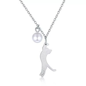 Linda's Jewelry Strieborný náhrdelník Mačka s perlou Ag 925/1000 INH202