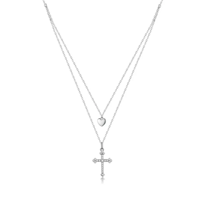 Linda's Jewelry Strieborný náhrdelník Kríž a Srdce Ag 925/1000 INH203