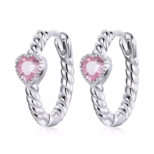 Linda's Jewelry Strieborné náušnice kruhy Pink Love Ag 925/1000 IN448