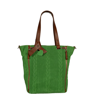 Jednoduchá a priestranná kožená kabelka Trasea Struttura Verde Marrone