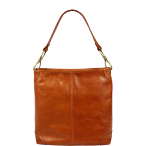 Pekná kožená kabelka vo farbe camel Ginevra Camel Scura