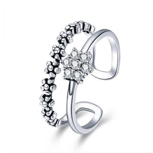 Linda's Jewelry Strieborný dvojitý prsteň Kvety Ag 925/1000 IPR075 Veľkosť: Univerzálna