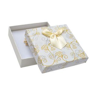 JKBOX Krémová papierová krabička s mašľou Diamonds na strednej sadu šperkov IK004