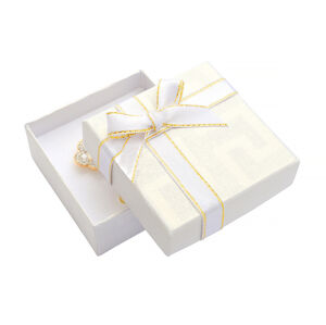 JKBOX Biela papierová krabička s mašľou so zlatým okrajom na malú sadu IK007