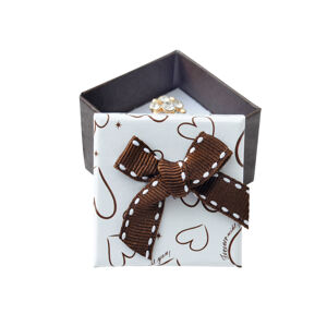 JKBOX Papierová krabička so vzorom srdca a mašľou na prsteň alebo náušnice IK016