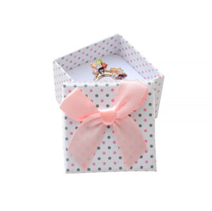 JKBOX Bodkovaná papierová krabička s mašľou na prsteň alebo náušnice IK018