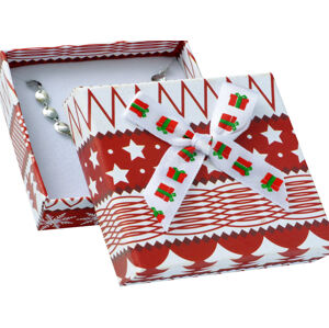 JKBOX Vianočný krabička s mašľou Red & White na strednej sadu šperkov IK022