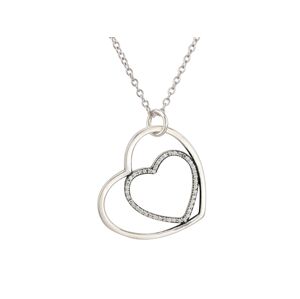 Linda's Jewelry Strieborný náhrdelník so zirkónmi Srdce Ag 925/1000 INH021