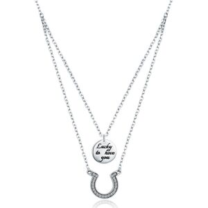 Linda's Jewelry Strieborný náhrdelník so zirkónmi Podkova Ag 925/1000 INH041