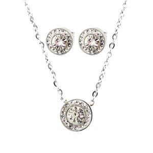 Linda's Jewelry Sada šperkov s kryštálmi Shiny Circles chirurgická oceľ IS035
